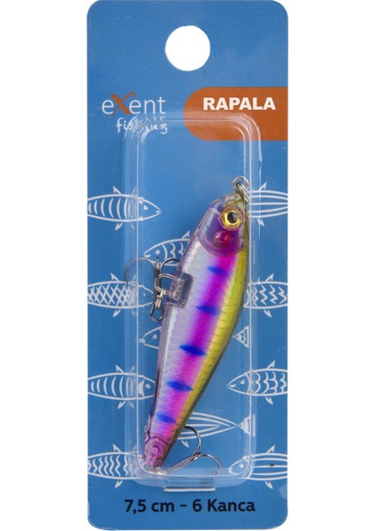 6 Kancalı 7,5 cm Rapala-Sahte Yem -8,3 Gr. (3 Adet)