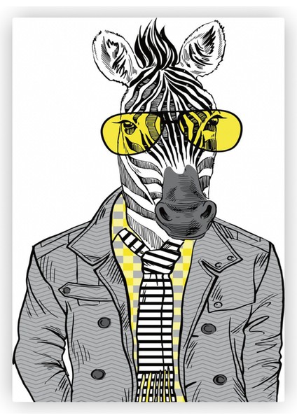 Modern ve Cool Zebra Pop Art Ahşap Poster 20X29 cm