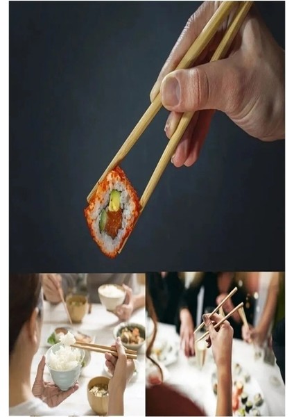 Yıkanabilir Bambu Chopstıck Japon Çin Yemek Çubuğu 10 Adet