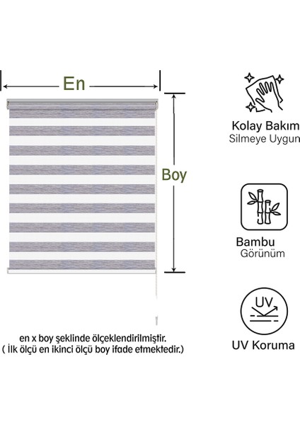 Soft Bamboo Gri Beyaz Kırçıllı Zebra Perde ( Etek Düz )