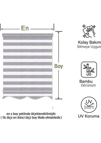 Soft Bamboo Gri Beyaz Kırçıllı Zebra Perde ( Etek Dilimli )