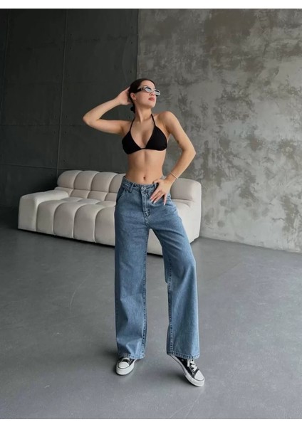 Kadın Palazzo Jeans Pantalon - Mavi modelleri