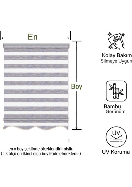 Soft Bamboo Gri Beyaz Kırçıllı Zebra Perde ( Etek Dilimli ) modelleri