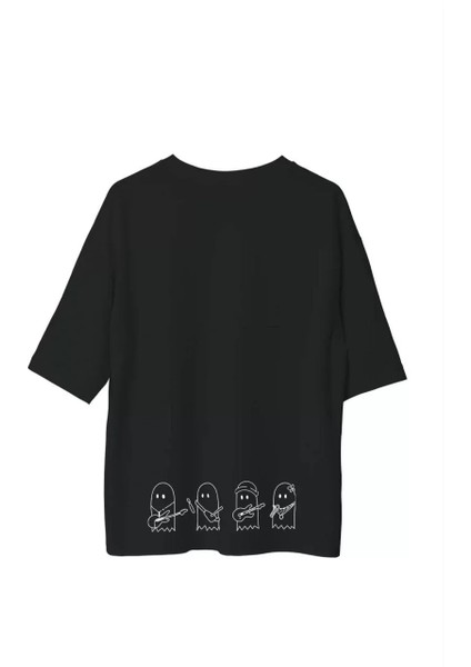 Bisiklet Yaka Baskılı Oversize T-Shirt - Siyah fiyatları