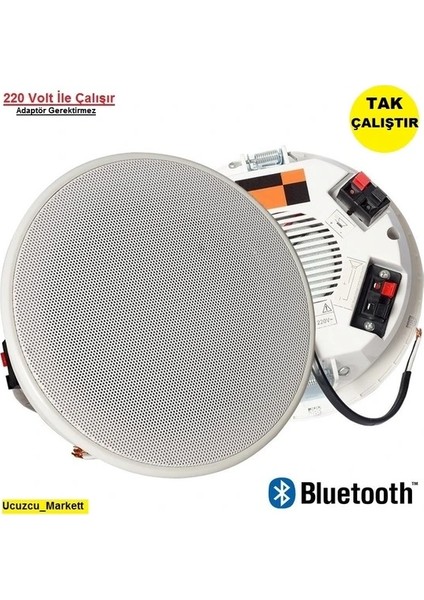 Bluetooth Alçıpan Tavan Hoparlör (12 cm - 220 Volt Ile Direk Çalışır- Adaptör Gerektirmez)