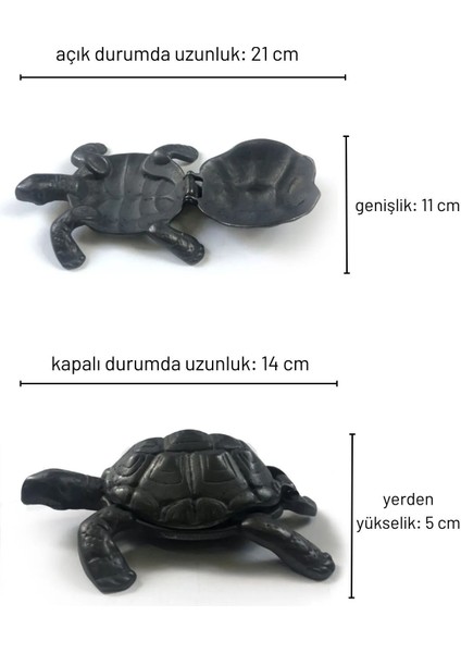 Oksit Siyah Kaplumbağa Figürlü Küllük, Tabak, Takı Kutusu