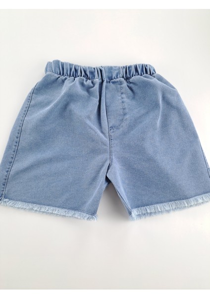 Kız Çocuk/bebek Kot Şort Tişort Ikili Takım Peri Kız Baskılı Turkuaz ve Nar Çiçeği Renk Seçenekleri modelleri