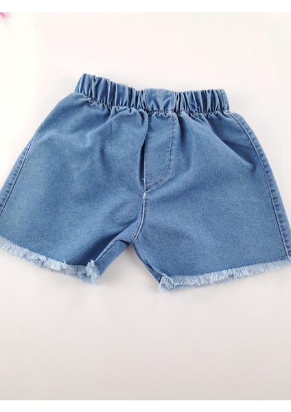 Kız Çocuk Kot Şort Tişort Ikili Takım Baskı Detaylı modelleri