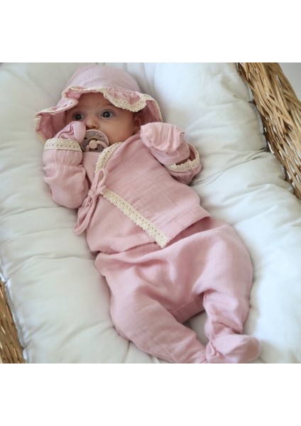 Krem Unisex Pamuklu Müslin Fistolu Yenidoğan Hastahane Çıkışı fırsatları