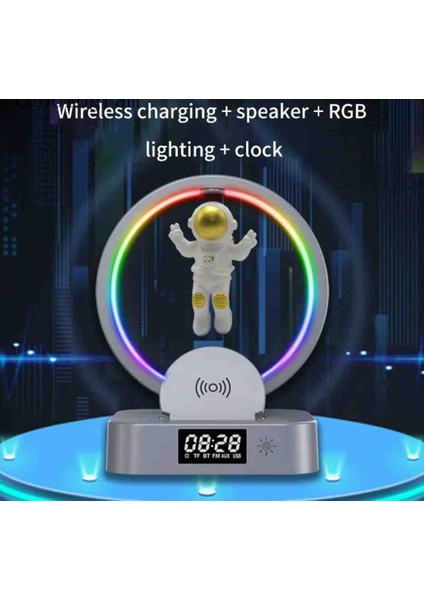 Akilli Speaker Manyetik Kaldırmalı Astronot Saatli Rgb Işıklı Bluetooth Hoparlör indirimleri