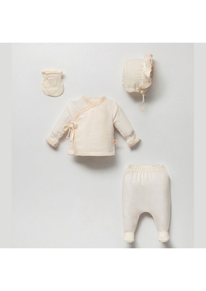 Krem Unisex Pamuklu Müslin Fistolu Yenidoğan Hastahane Çıkışı fırsatları