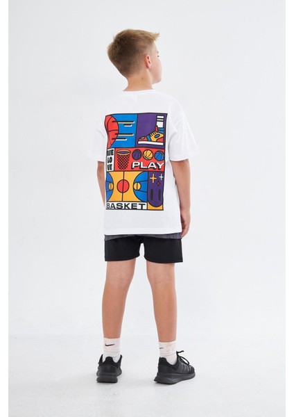 Basketbol Tasarım Baskılı Beyaz Çocuk T-Shirt modelleri
