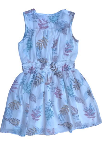 Kız Çocuk Yaprak Desenli Astarlı Zarif Elbise fiyatları