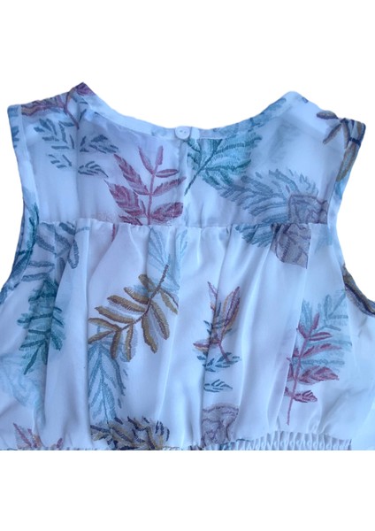 Kız Çocuk Yaprak Desenli Astarlı Zarif Elbise modelleri