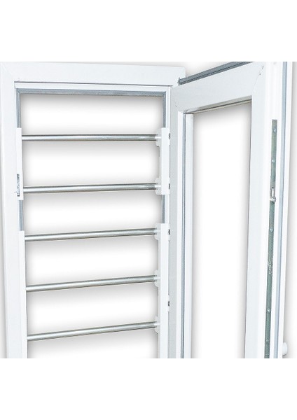 -5 Çubuklu Beyaz (45 Cm-80 Cm) Çocuklar İçin Pencere Güvenlik Sistemleri, Portatif Pencere Korkuluğu.