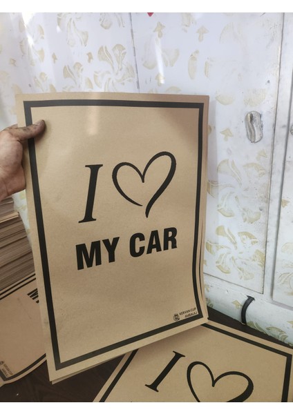 35X50 I Love My Car Baskılı Oto Kağıt Paspas 100 Adet