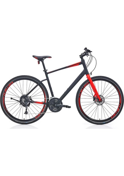 Sportive 328C 28 Jant 18 Vites 52 cm Hidrolik Fren Şehir Bisikleti-Mat Siyah-Kırmızı