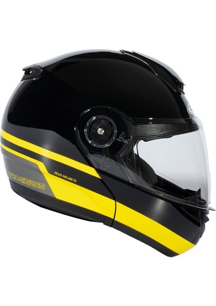 ZS-3050 Be6 Black Yellow Çene Açılır Kask
