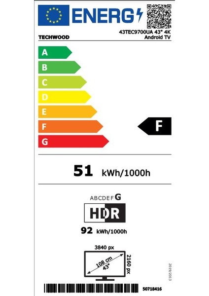 43TEC9700UA 43" 109 Ekran Dahili Uydu Alıcılı 4K Ultra HD Smart DLED TV