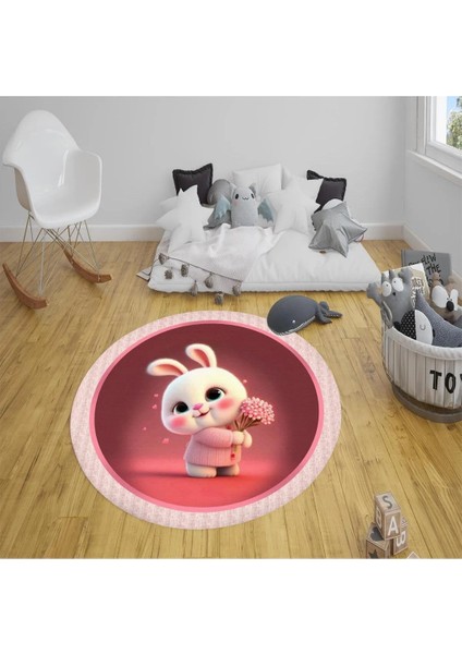 SİHİRLİ AYAKLAR 90x90 cm Dijital Kaymaz Yıkanabilir Sevimli Modern Çocuk Halısı Çocuk Odası Halısı