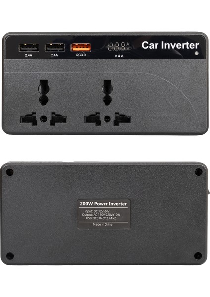 CZ01/12V-24V 12-24 Volt 200 Watt 3 USB Girişli Araç Power Inverter