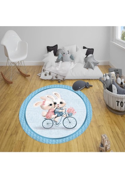 SİHİRLİ AYAKLAR 90x90 cm Dijital Kaymaz Yıkanabilir Sevimli Modern Çocuk Halısı Çocuk Odası Halısı