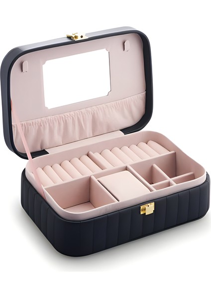 Büyük Kapasiteli Mücevher Kutusu Toz Geçirmez Saklama Kutusu Kilitli (Yurt Dışından)