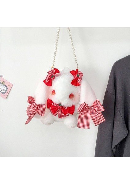 Tek Omuzlu Peluş Çanta, Dantel Fiyonk, Çilekli Tavşan Bebek, Küçük Omuz Çantası (Yurt Dışından) fırsatları