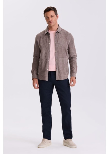 Koyu Gri Comfort Fit Gömlek Yaka Çıtçıtlı %100 Deri Süet Mont fiyatları