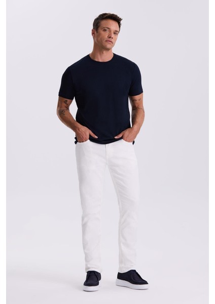 Lacivert %100 Pamuk Slim Fit Bisiklet Yaka Basic T-Shirt fiyatları