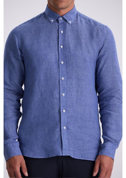 Saks %100 Keten Düğmeli Yaka Comfort Fit Gömlek modelleri