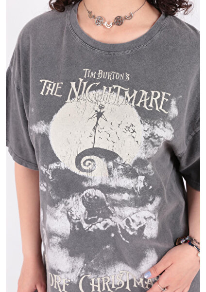 S0015589 Kadın Tim Burton Baskılı T-Shirt