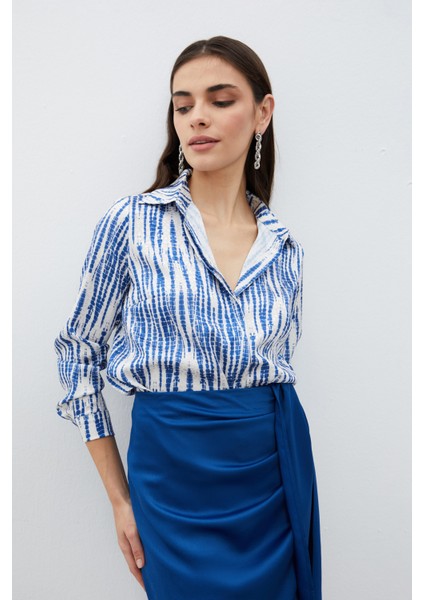 Desenli Salaş Gömlek - Lacivert fiyatları