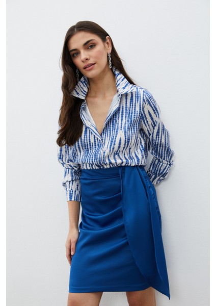 Desenli Salaş Gömlek - Lacivert modelleri