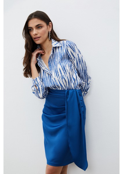 Desenli Salaş Gömlek - Lacivert fırsatları