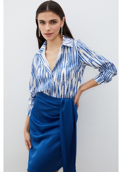 Desenli Salaş Gömlek - Lacivert indirimleri