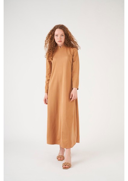 Önü Dikişli Elbise Camel fiyatları