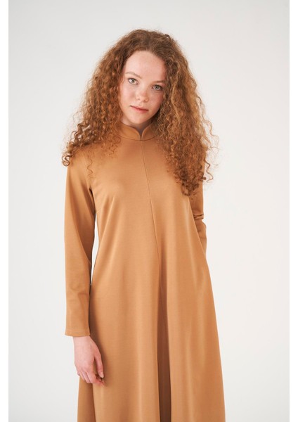 Önü Dikişli Elbise Camel fırsatları