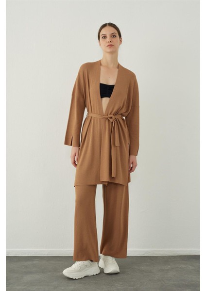 Camel Boru Paça Basic Triko Pantolon modelleri