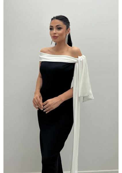 Scuba Kumas Şal Tasarımlı Kalem Elbise - Siyah fırsatları