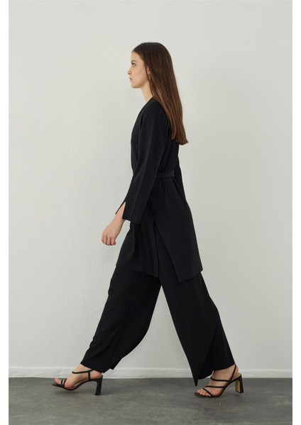 Siyah Boru Paça Basic Triko Pantolon modelleri
