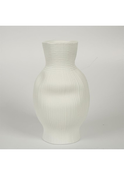 Beyaz Darbeli Vazo Uzun 17*17*30 cm AK.JM00008