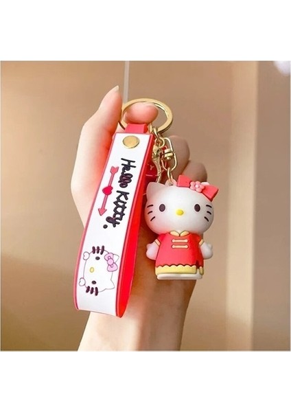 Karikatür Kawaii Hello Kitty Kolye Anahtarlık Anahtarlık Anime Aksiyon Figürleri Koleksiyon Model Oyuncaklar Çocuklar Için Takı Hediyeler (Yurt Dışından)