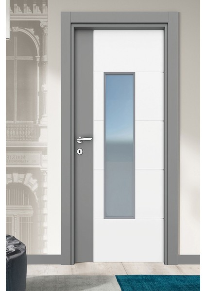 Melamin Elit Loras Camlı Oda Kapısı, 76/204/9-13 cm