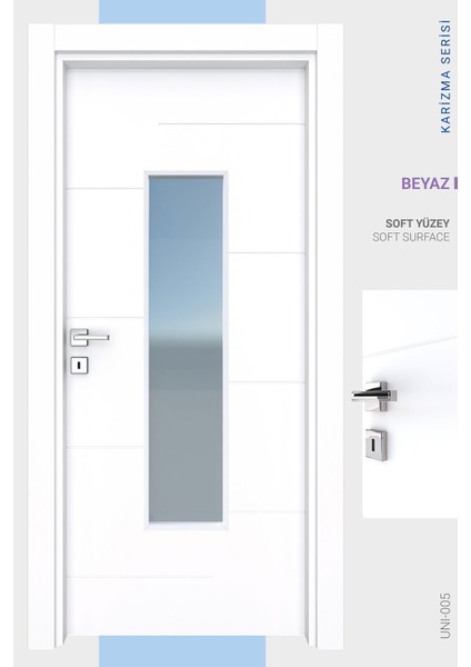 Melamin Karizma Beş Camlı Oda Kapısı, Beyaz, 86/204/14-17 cm fiyatları