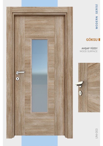 Melamin Modern Göksu Camlı Oda Kapısı, 86/204/14-17 cm fiyatları