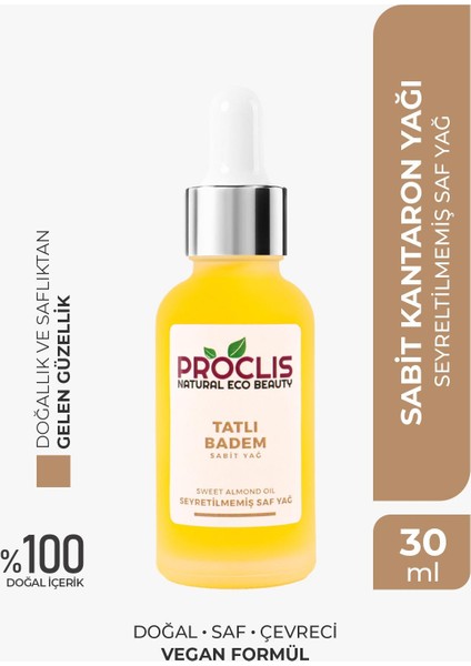 Tatlı Badem Yağı, Sabit Badem Yağ, Sweet Almond Oil, Prunus Amygdalus Dulcis 30ml