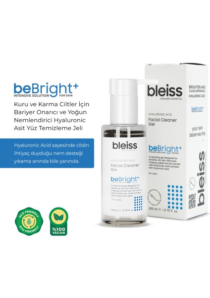 | beBright+ Kuru ve Karma Ciltler İçin Bariyer Onarıcı ve Yoğun Nemlendirici Hyaluronic Asit Yüz Temizleme Jeli modelleri