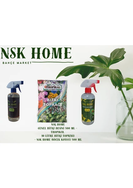 NSK Home Genel Bitki Besini ve Yaprak Temizleyici Tropikal 10 Litre Toprak Seti