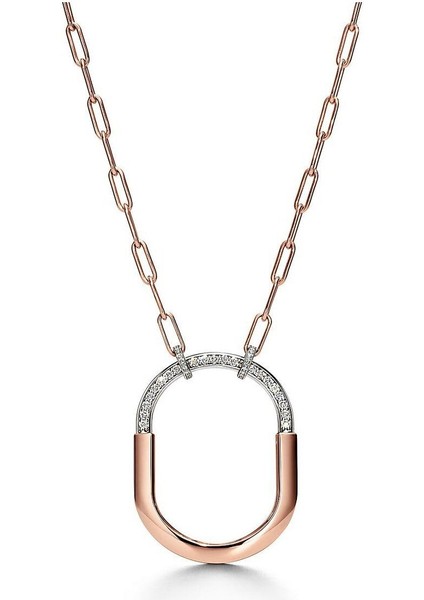 14K Gül Altın Renk Marka Model Ataç Zincirli Xuping Kolye (50CM)